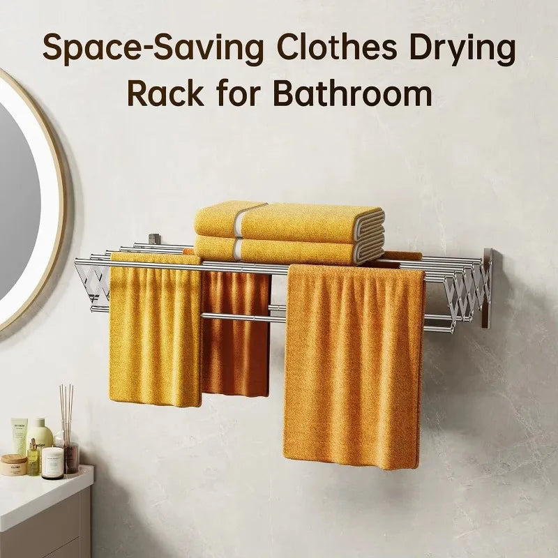 Modern stainless steel towel rail adjustable folding design, wall-mounted apartment bathroom with heater