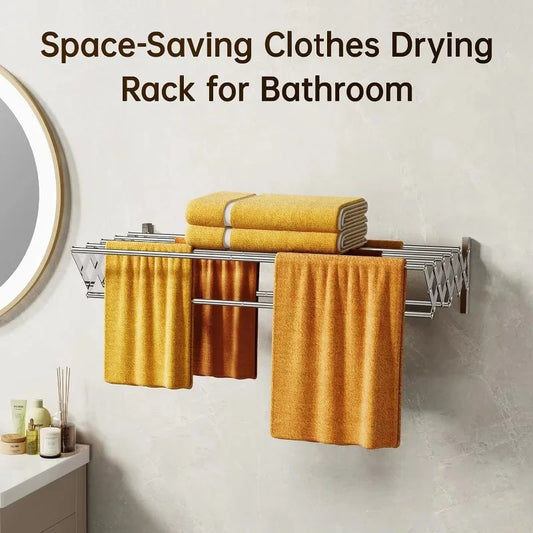 Modern stainless steel towel rail adjustable folding design, wall-mounted apartment bathroom with heater