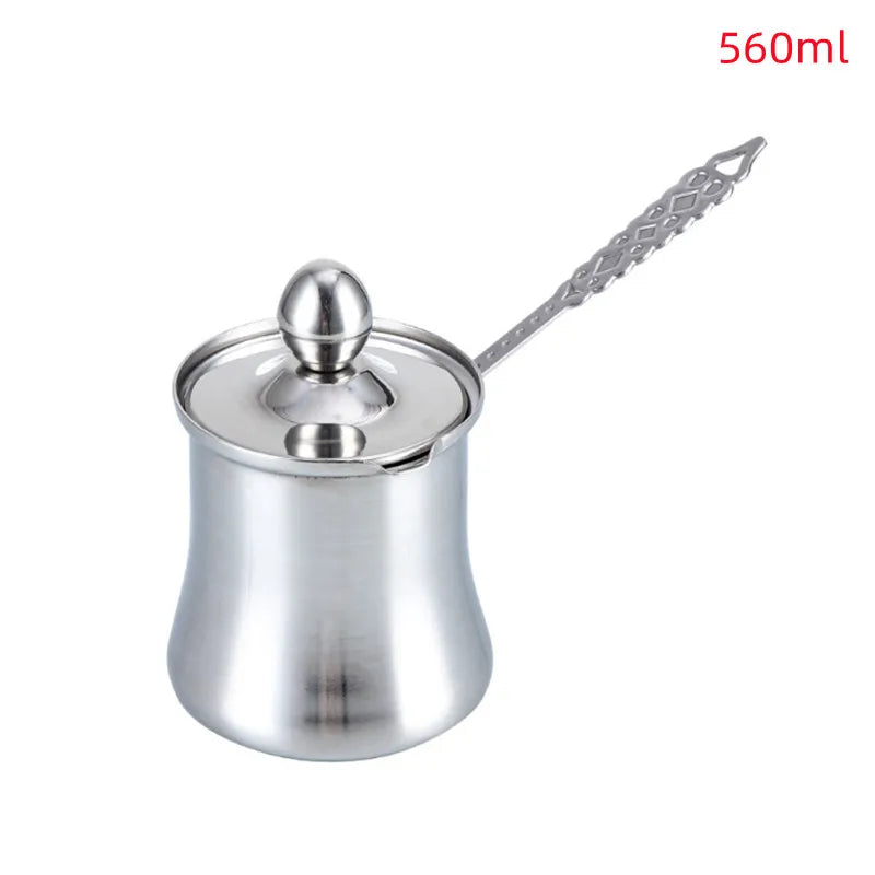 280ml/560ml/760ml Turkish Coffee Pot Butter Melting Pot Stainless Steel Long Handle Coffee Milk Frothing Pitcher Kitchen Tools