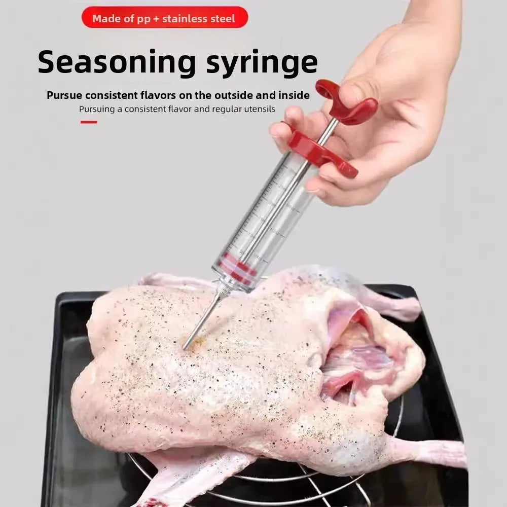 Stainless Steel Salt Water Injection Needle for Marinating Roasting Lamb Chops Whole Roast Lamb Meat Tenderizer Syringe