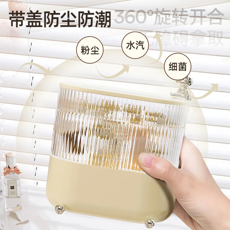 Desktop storage box Light luxury home and daily necessities Jewelry sundries Dust-proof Rotating cosmetics storage