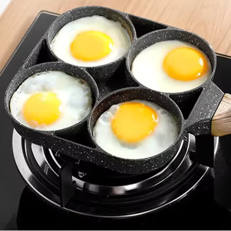 4-hole Omelet Pan Frying Pot Thickened Non-stick Egg Pancake Steak Cooking Hamburg bread Breakfast Maker Induction cooker