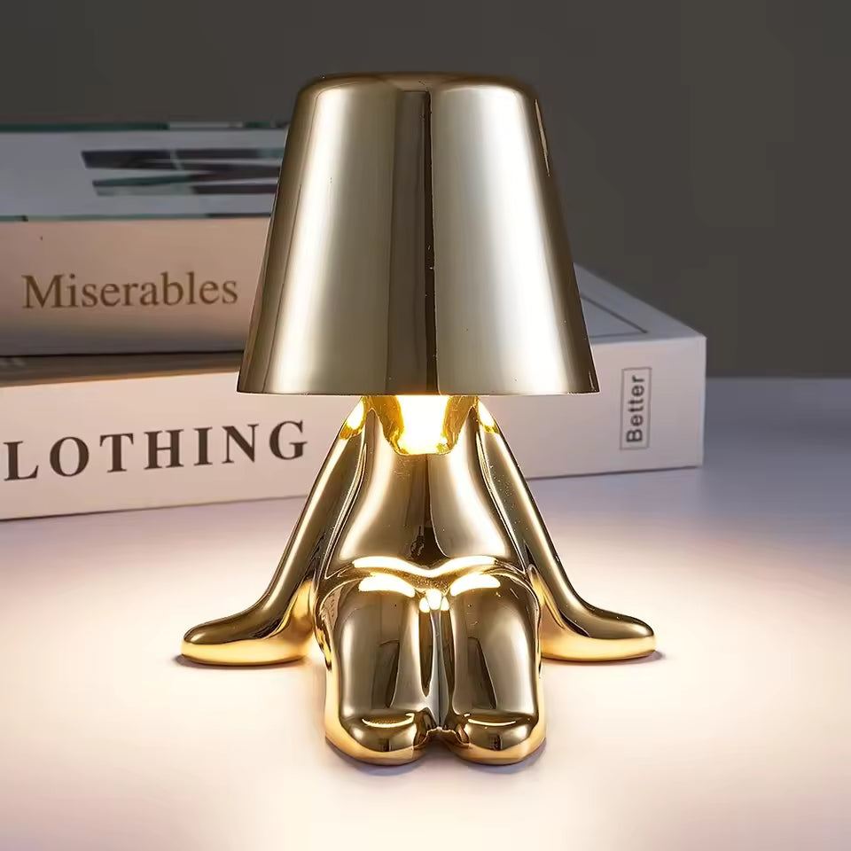 Nordic Chrome Little Golden Man Table Lamp Living Room Bedroom Bedside Children's Room Night Lights Net Red Creative Desk Lamps
