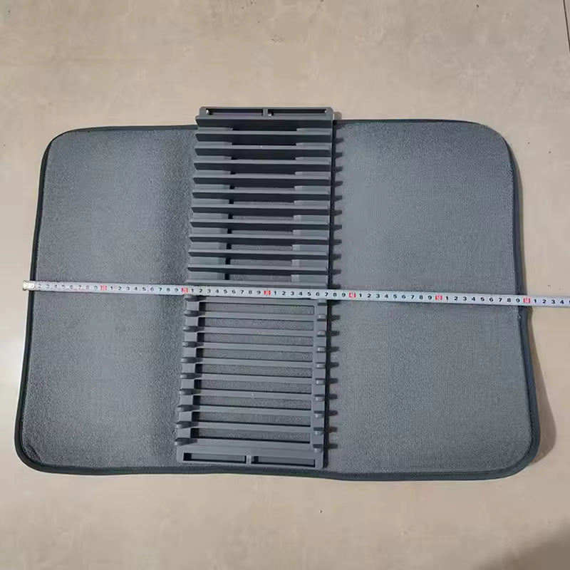 Folding Tableware Drainer Mat Thickened Breathable Dish Drain Rack Non-slip Absorbent Pad Kitchen Creative