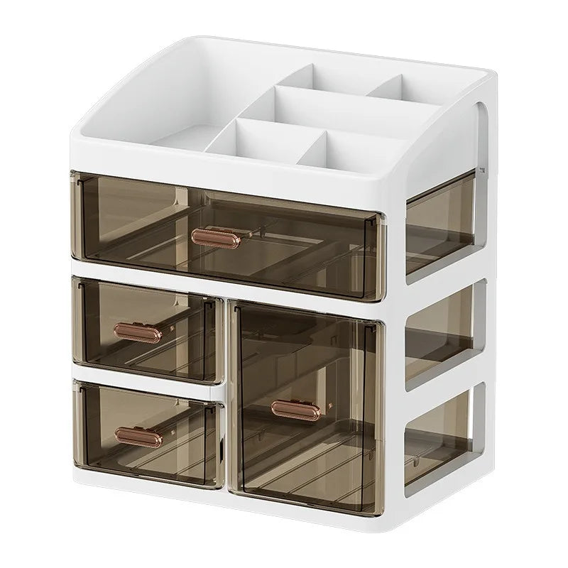 Desktop large capacity storage box, skincare product sorting rack, student stationery multi-layer drawer storage box
