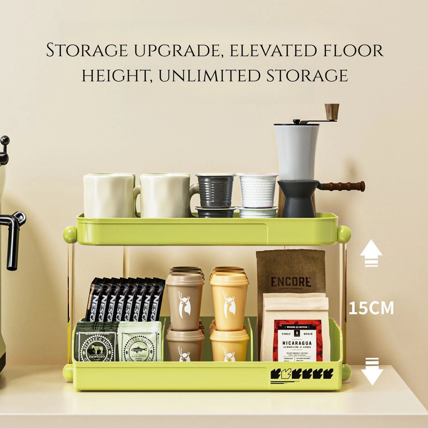 Multi-Layer Tea and Mug Storage Rack Countertop Organizer Space-Saving Tea Bag Holder for Kitchen Office and Coffee Bar