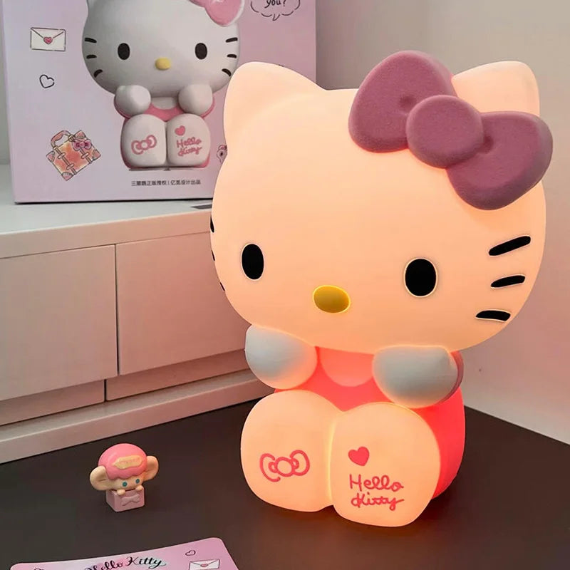 Sanrio Hello Kitty Night Lamp Cute Cat Action Figure Night Light Hellokitty Pat Lights Kitty Lamp Desktop Decor Ornaments Gifts