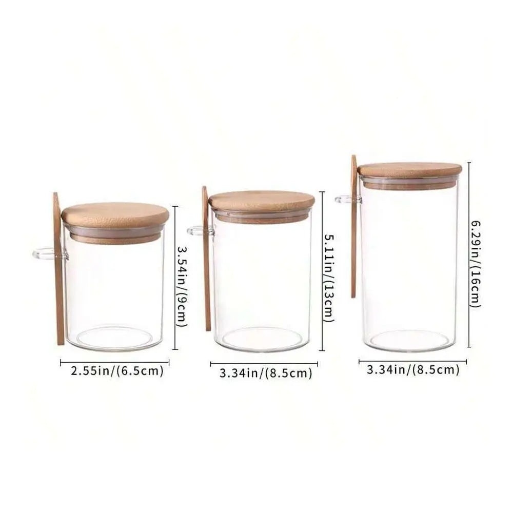 200/550/700ML Sealed Can Transparent With Lids And Spoons Spice Jars Moisture Proof Airtight Snack Candy Storage Tank Kitchen