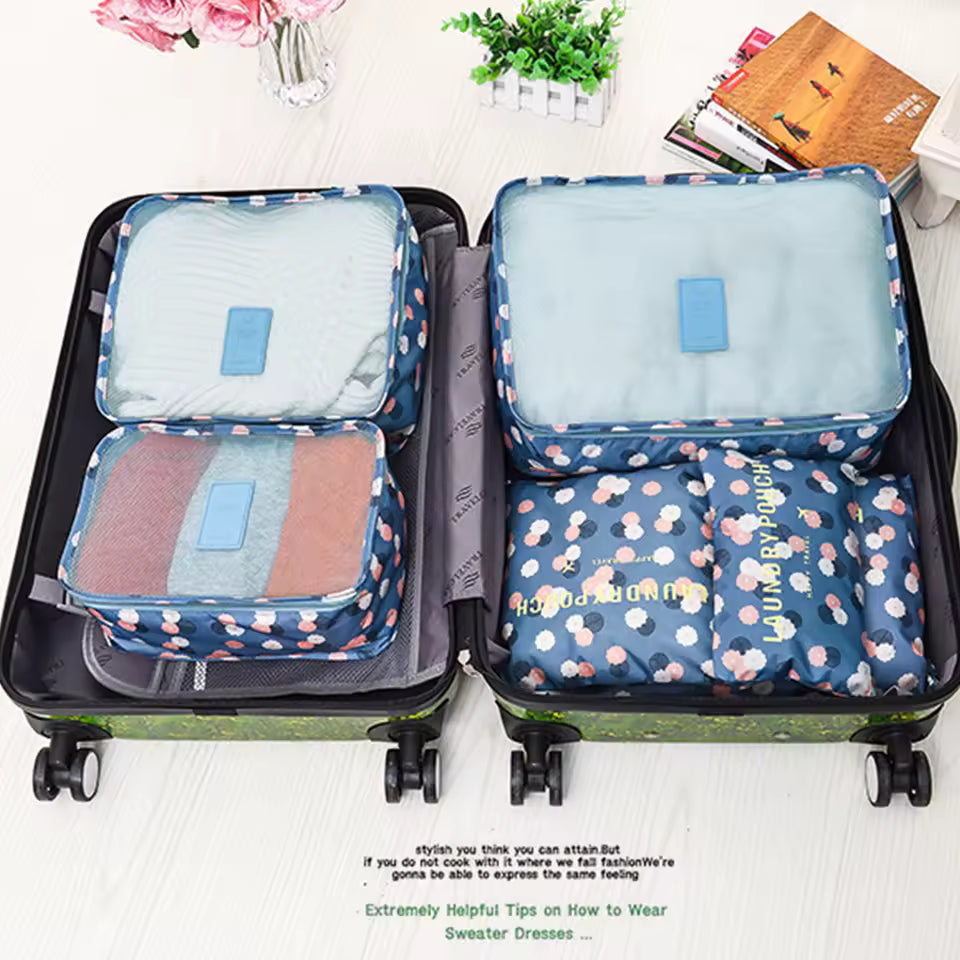 6Pcs Packing Bags Set for Suitcases Foldable Luggage Packing Organizers Space Saving Suitcase Organizer Bags Lightweight Clothes