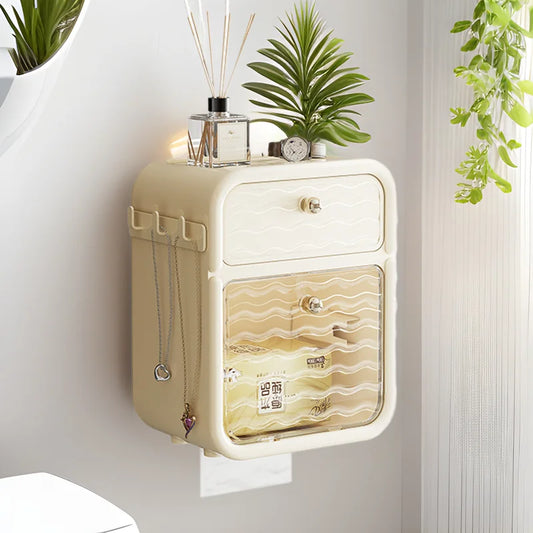 Toilet paper holder storage rack toilet paper box wall mounted waterproof storage tissue box bathroom accessories