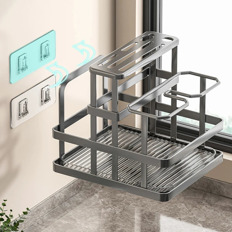 Kitchen Storage Shelf for Knife Chopsticks Forks Drain Storage Rack Metal Cutting Board Holder Multi-function Storage Rack
