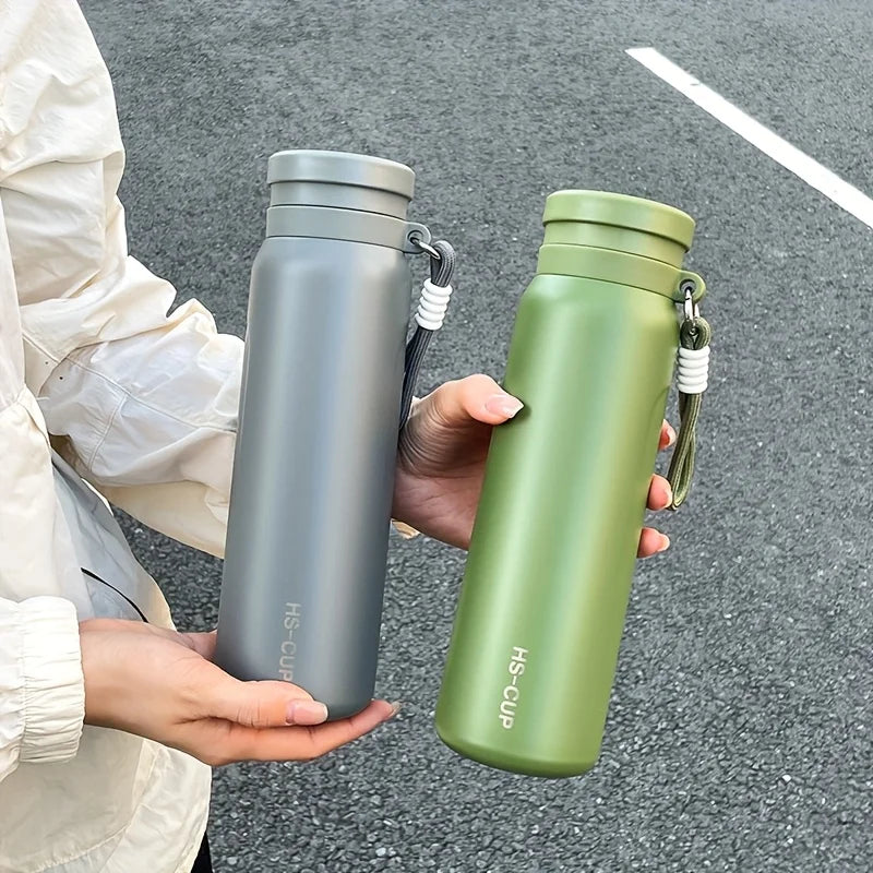 1PC 800ml Insulated Water Bottle with Tea Strainer, Double Wall Vacuum Thermos Flask with Handle for Outdoor Activities