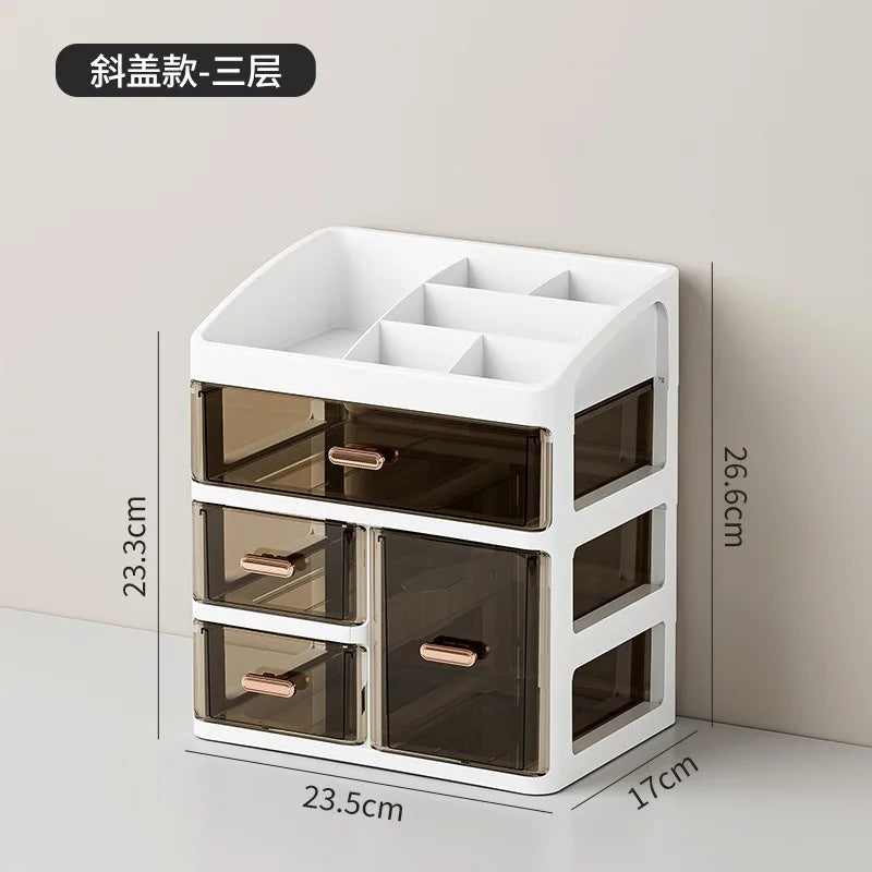 Desktop large capacity storage box, skincare product sorting rack, student stationery multi-layer drawer storage box