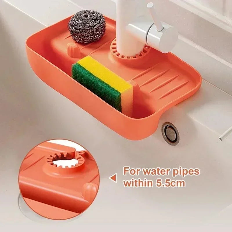 Kitchen Household Bathroom Silicone Faucet Mat Sink Splash Pad Storage Rack Drain Basket Sink Sponge Rack Accessories Tools