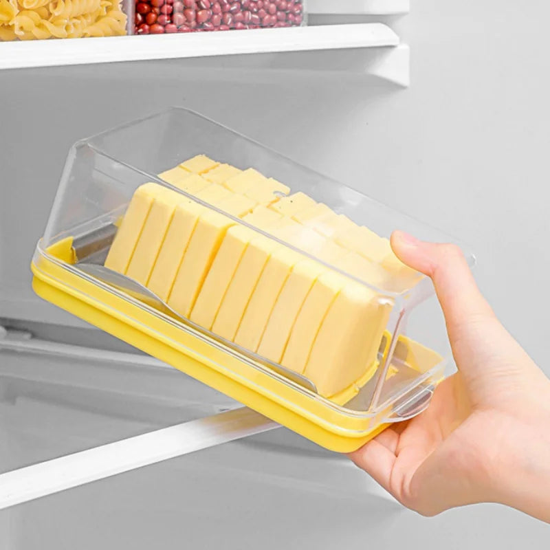 1PC Butter Portioning Cutting Preservation Box Transparent With Cover Storage Box Food Grade Refrigerator Specific Plastic Box