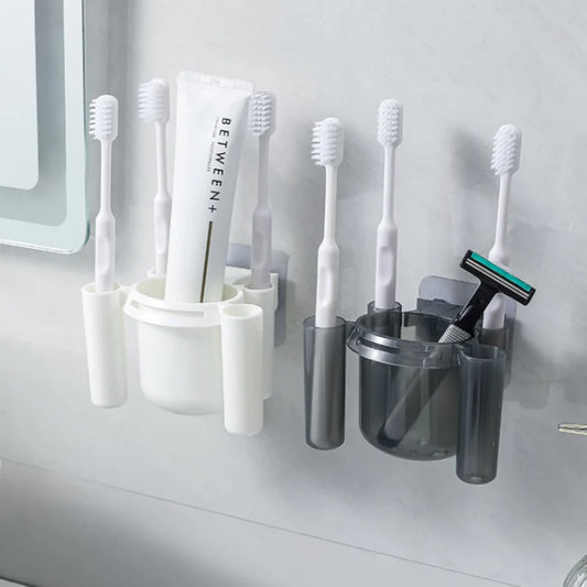 Wall mounted bathroom toothbrush holder Free punching toilet drain toothpaste storage rack dental appliance sorting rack