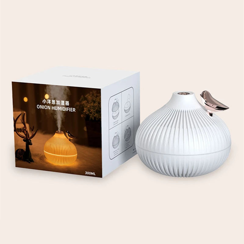 300ml USB Air Humidifier Mini Water Aroma Diffuser with Warm LED Night Light for Home Room Ultrasonic Cool Mist Humidificador