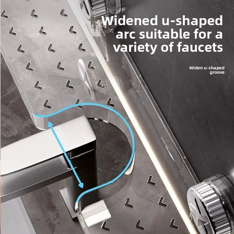 Bathroom Faucet Mount Storage Rack Wall Hanging Washstand Organizer Plastic No Drilling Required Drain Design Kitchen