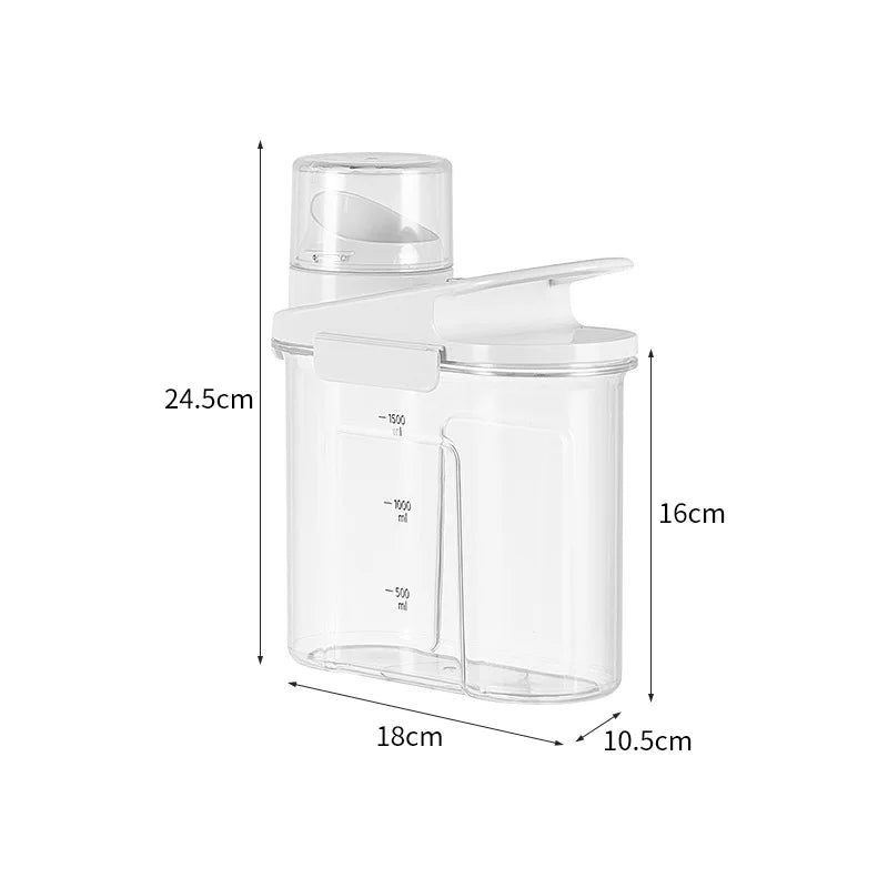 Multi-Size Airtight Storage Jars with Measuring Scale And Record Date–Clear PP+PET Containers for Detergents Pet Food Dry Goods