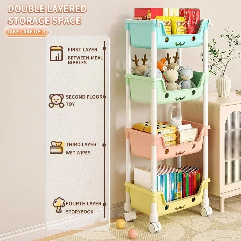 Storage Trolley Bookshelf Snack Rack For Children Storage Organizer Bathroom Accessories Closet Organizer Toy Kitchen Storage