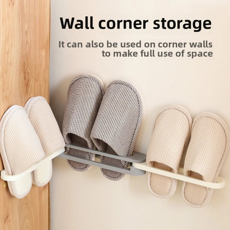 Bathroom Toilet Three-In-One No-Drilling Hanging Slippers Rack Foldable Towel Holder Dormitory Home Storage Treasure