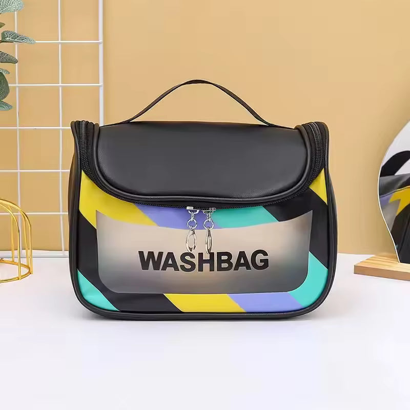 New Ins High Aesthetic Travel Swimming Portable Large Capacity Waterproof PU Transparent Makeup Wash Bag Convenient Handheld