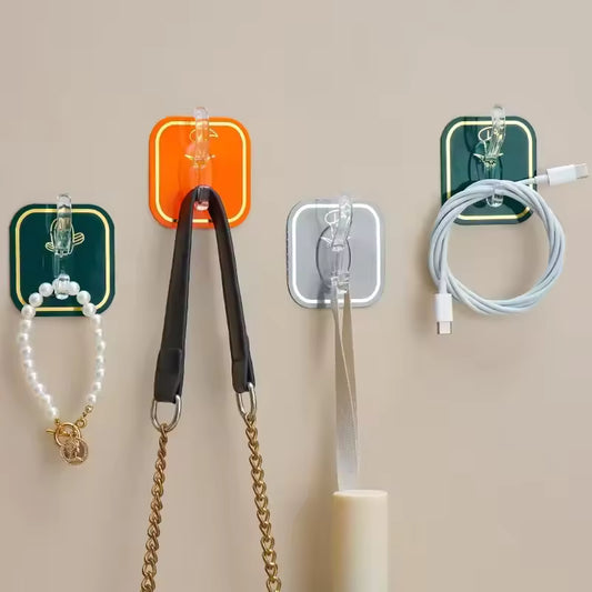 Strong Adhesive Six Row Hooks No Drilling Kitchen Bathroom Wall Multi-Function Powerful Traceless Sticky Hooks Closet Storage