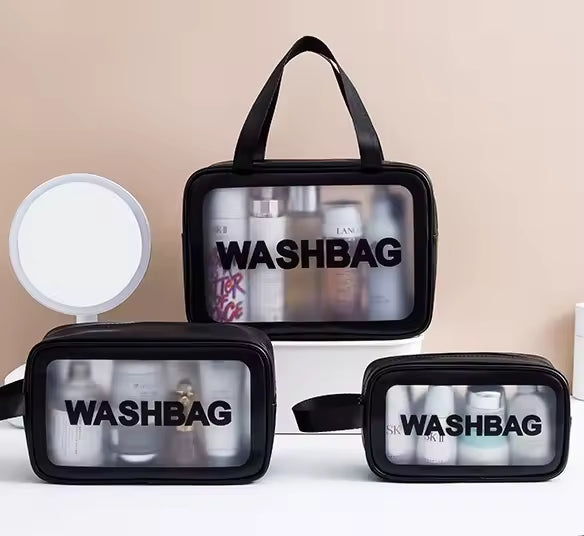 Large Capacity Different Size Travel Toiletry Cosmetic PVC Waterproof Clear Makeup Bag Washing Tote Bag With Zipper And Handle