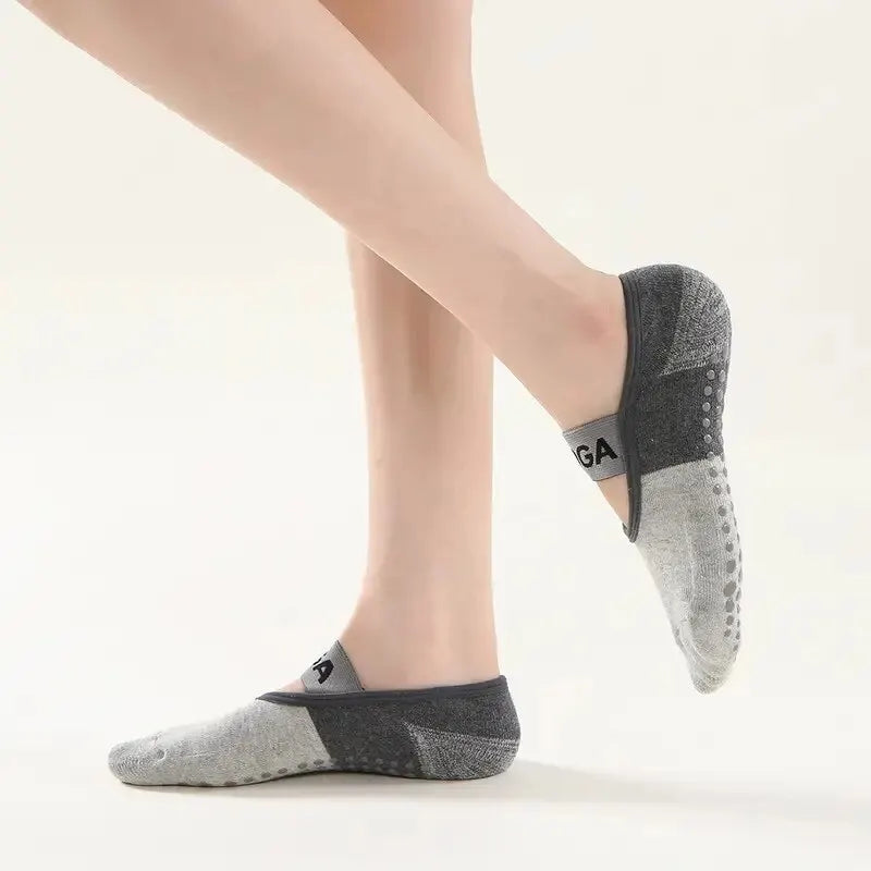 Professional Women Anti-slip Yoga Socks Backless Bandage Pilates Socks Ladies Ballet Dance Fitness Slipper Cotton Sports Socks