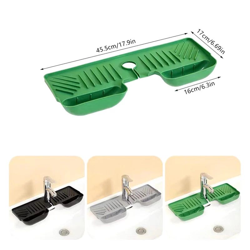 Silicone Sink Splash Guard Waterproof And Mildew-Proof Mat Draining Organization Plate For Kitchen Sink Storage