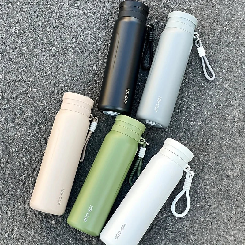 1PC 800ml Insulated Water Bottle with Tea Strainer, Double Wall Vacuum Thermos Flask with Handle for Outdoor Activities