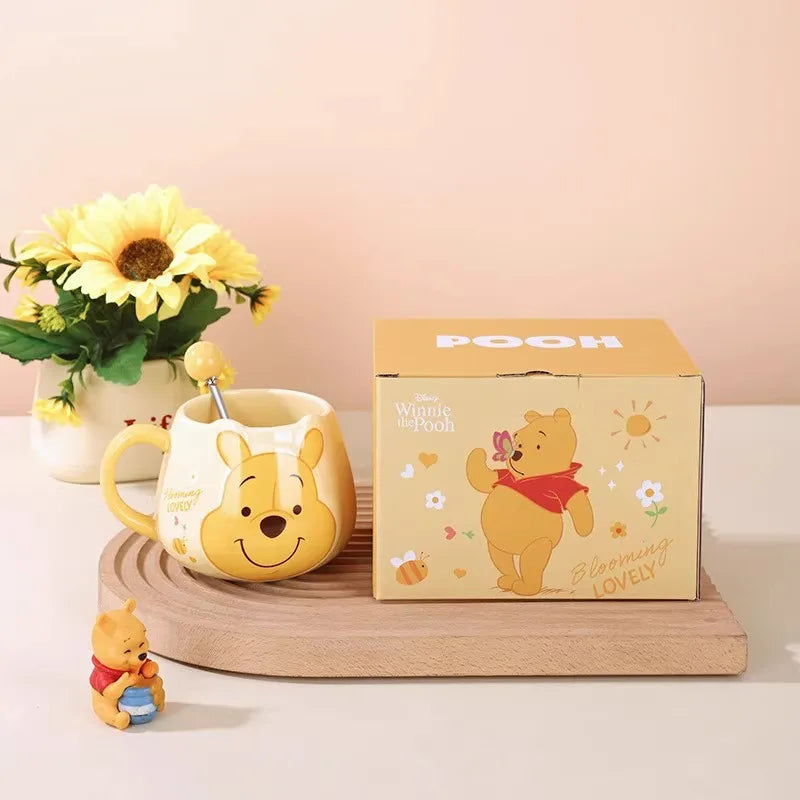 Mickey Mouse Minnie Donald Cute Cartoon Coffee Mugs Set 450ml Kids Water Cup with Handle Creative Collectible Disney Characters