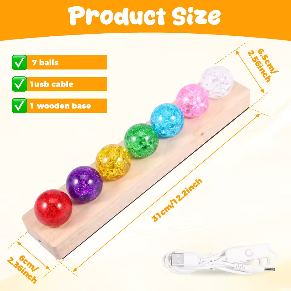 Ball Night Light Decor 360° Rotation Glass Ball Night Light Decor Soft Lighting 7 Color Lamp Ornament Safety for Home Office