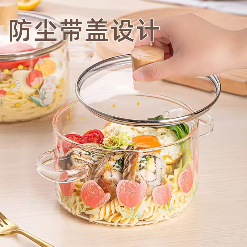 Transparent Small Soup Pot Tableware Dishes Instant Glass Wok Portable Kitchen Lovely Creative Milk Tachos De Cozinha Cookware