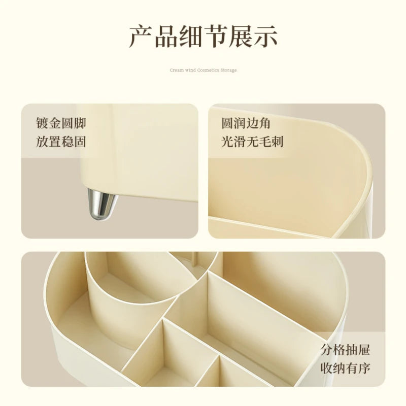 Large Capacity Makeup Organizer with Lid Desktop Skincare Storage Box Cosmetic Brush Eyebrow Pencil Holder Organizer for Vanity