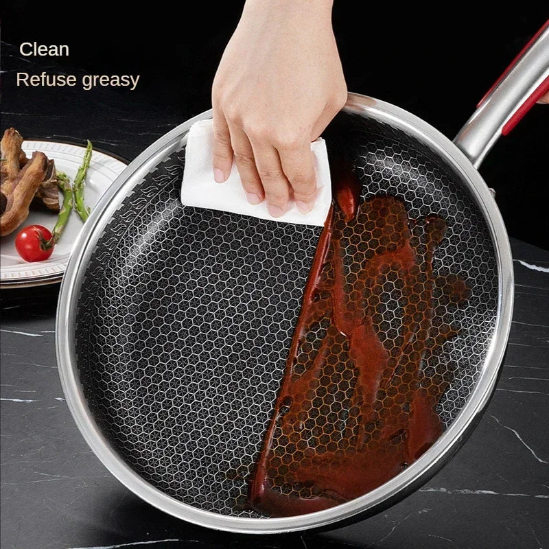 Pans 316 Stainless Steel Frying Pan Non-stick Home Honeycomb Pancake Omelet Pan Multi-functional Steak Wok New Products