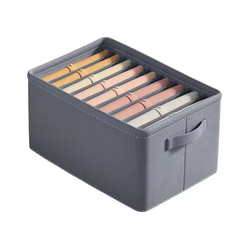 1pc Grey Nonwoven Fabric with Partition Clothing Storage Box Household Wardrobe Organization and Storage