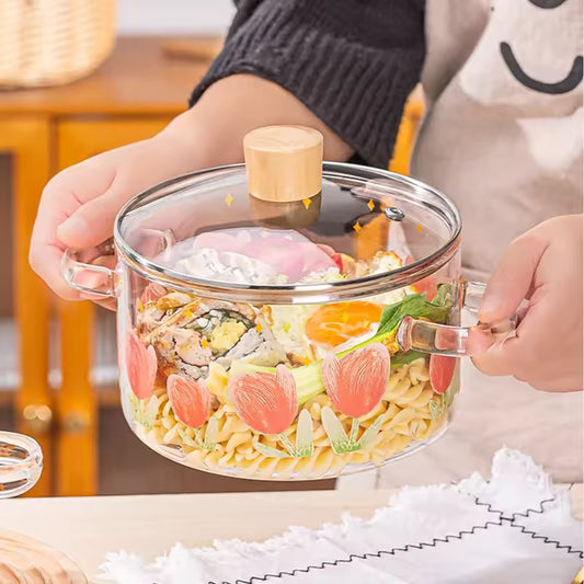 Transparent Small Soup Pot Tableware Dishes Instant Glass Wok Portable Kitchen Lovely Creative Milk Tachos De Cozinha Cookware