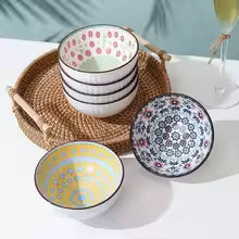 Exquisite Porcelain Bowl Set Dessert Salad Snack Bowl Kitchen Noodle Bowl Tableware Gift Box Microwave Safe New Year's Gift
