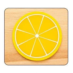 Colorful Fruit Shape Cup Mats Creative Silicone Heat Resistant Round Pads Tamper Tea Cup Mats Drinks Coaster Cup Pad Table Decor