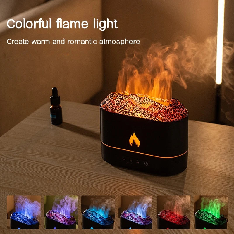 250ml Lava Volcanic Aroma Oil Diffuser with Colorful Flame Lamp USB Ultrasonic Aromatherapy Air Humidifier Fragrance Diffuser