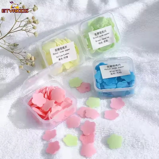 100Pcs Disposable Soap Paper Portable Hand Washing Toilet Soap Slice Petal Soaps Flakes Household Travel Skin Friendly Fresh