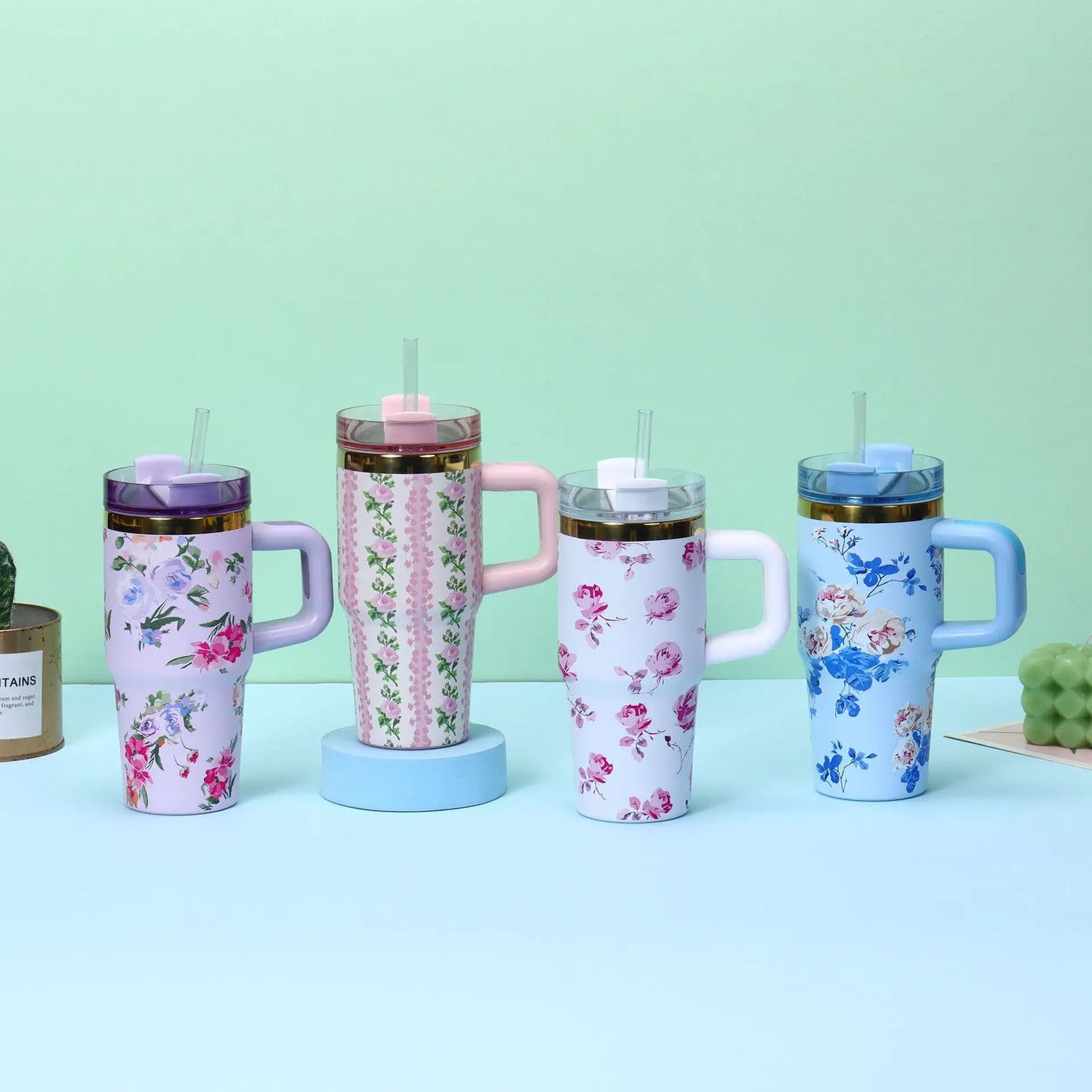 14oz Car Cup 304 Stainless Steel Insulated Travel Tumbler with Handle Straw Lid & Cold Retention for Vehicle, Office, Gifts