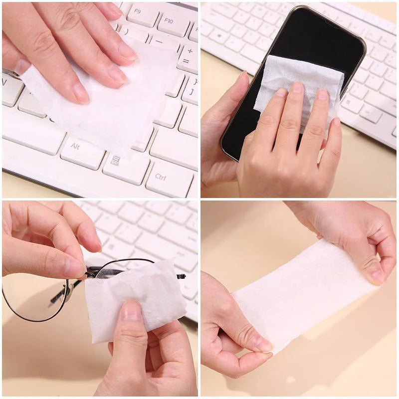 1box Canned Wet Wipes Portable Children Barreled Cans 30 Sheets Cleaning Cloths Creative Cartoon Chain Cute Small Bell