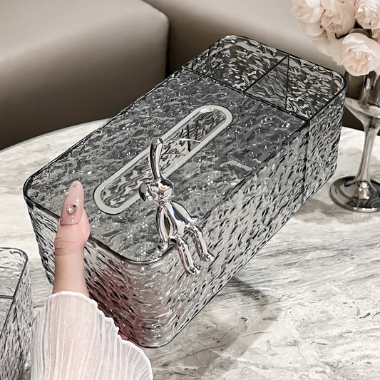 Luxurious Creative Tissue Box for Living Room Coffee Table Multi-Functional Water Ripple Pattern Storage Box Home Desktop
