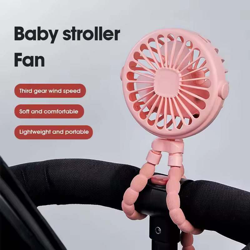 Small Fan Octopus Shape USB Charging With Flexible Tripod Clip Car Handle Fan Baby Stroller Fan Car Fan Stroller Cool