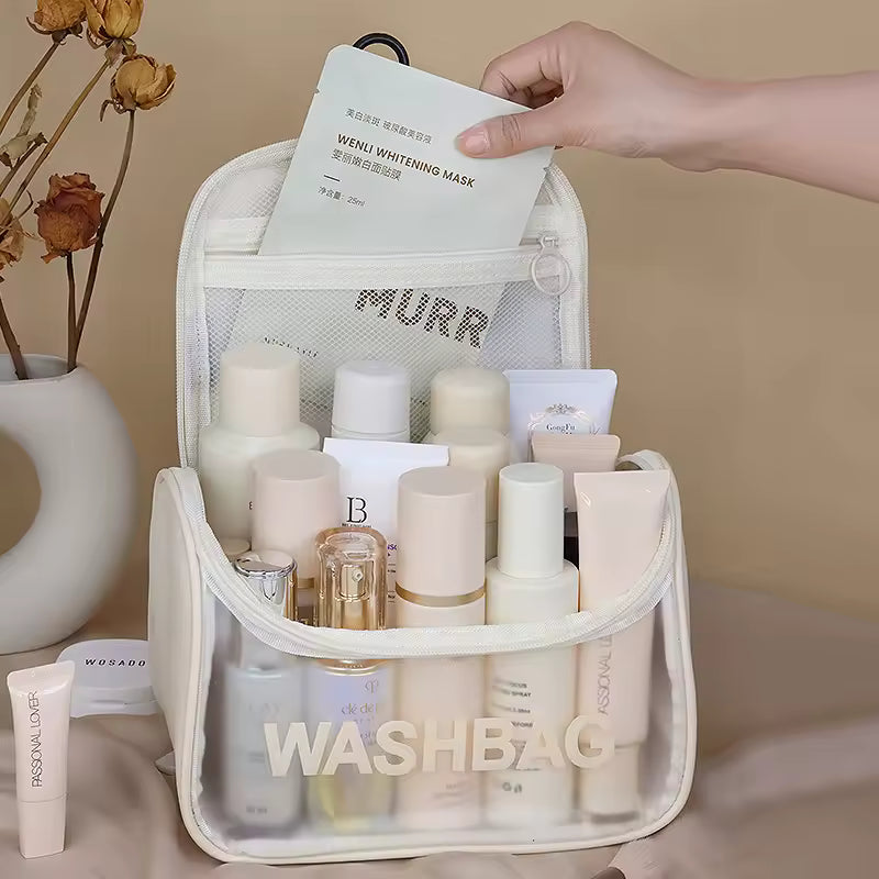 Women Portable Waterproof Cosmetic Bag Large Capacity Transparent Pvc Washbag Outdoor Travel Toiletry Bag Makeup Bags