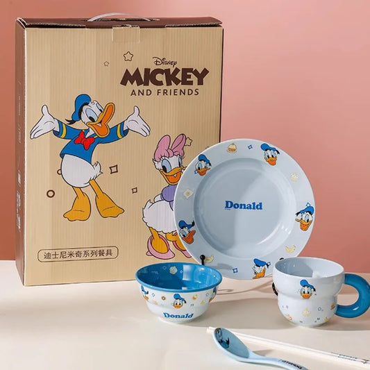 Disney Ceramic Tableware Mickey Minnie Donald Duck Anime Character Accessories Cartoon Rice Bowl Mug Suit Home Kitchen Gifts