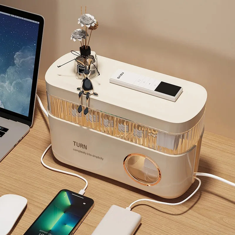 Power cord, wire storage box, power strip, safety box, desktop cover, artifact, data cable socket, junction box