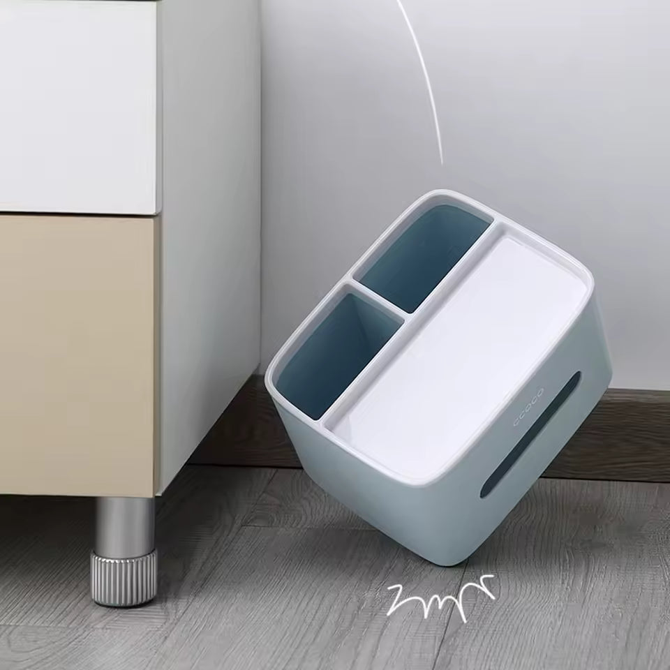 Nordic Style Tissue Paper Holder Box 2 Compartments Waterproof Desktop Storage Box Dustproof Non Slip Double Layer Tissue Box